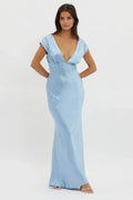 Lucinda V-Ausschnitt Midi-Kleid mit Twist-Rücken Blau
