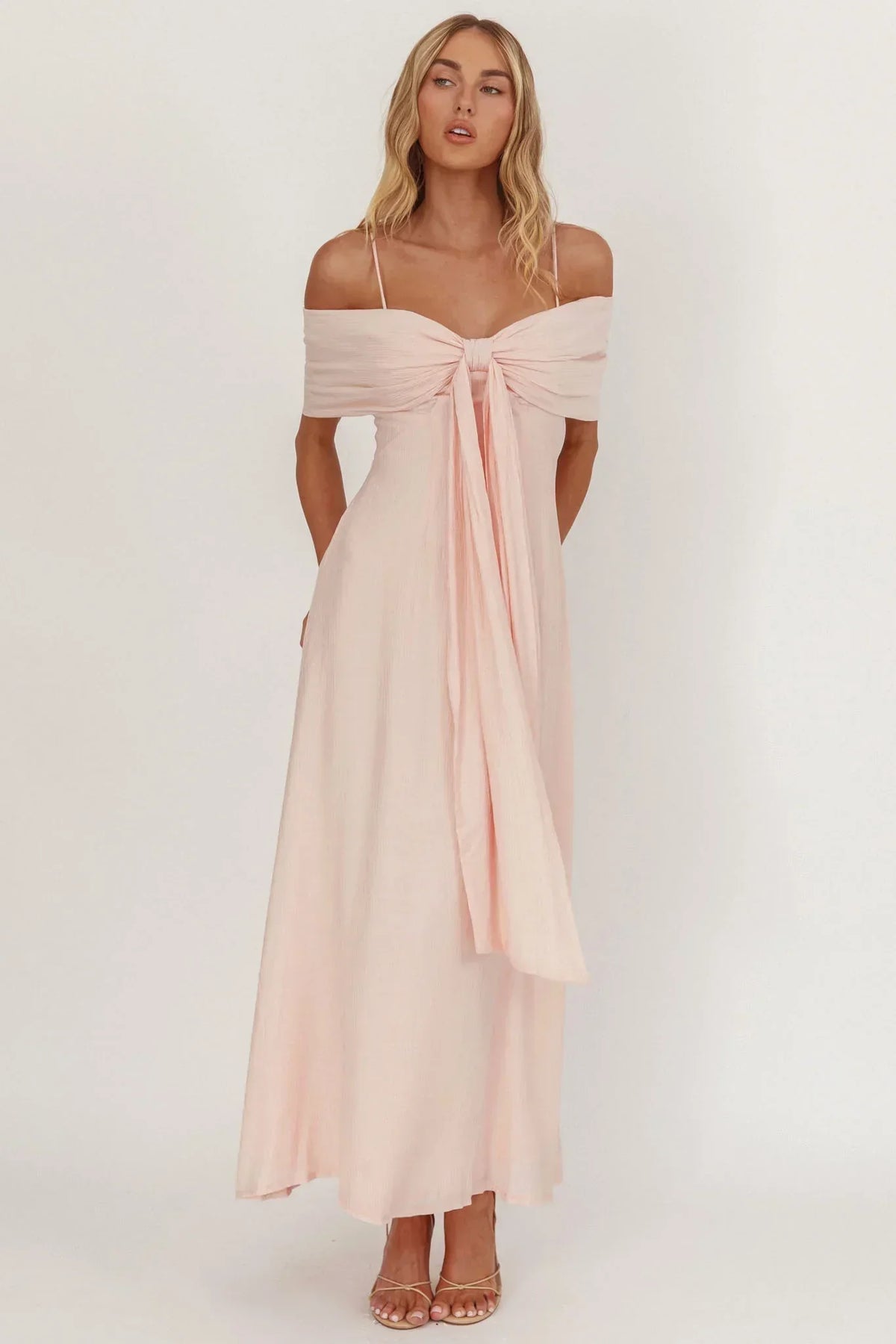 Lillibet Bow Tied Bust Midi-Kleid Rosa