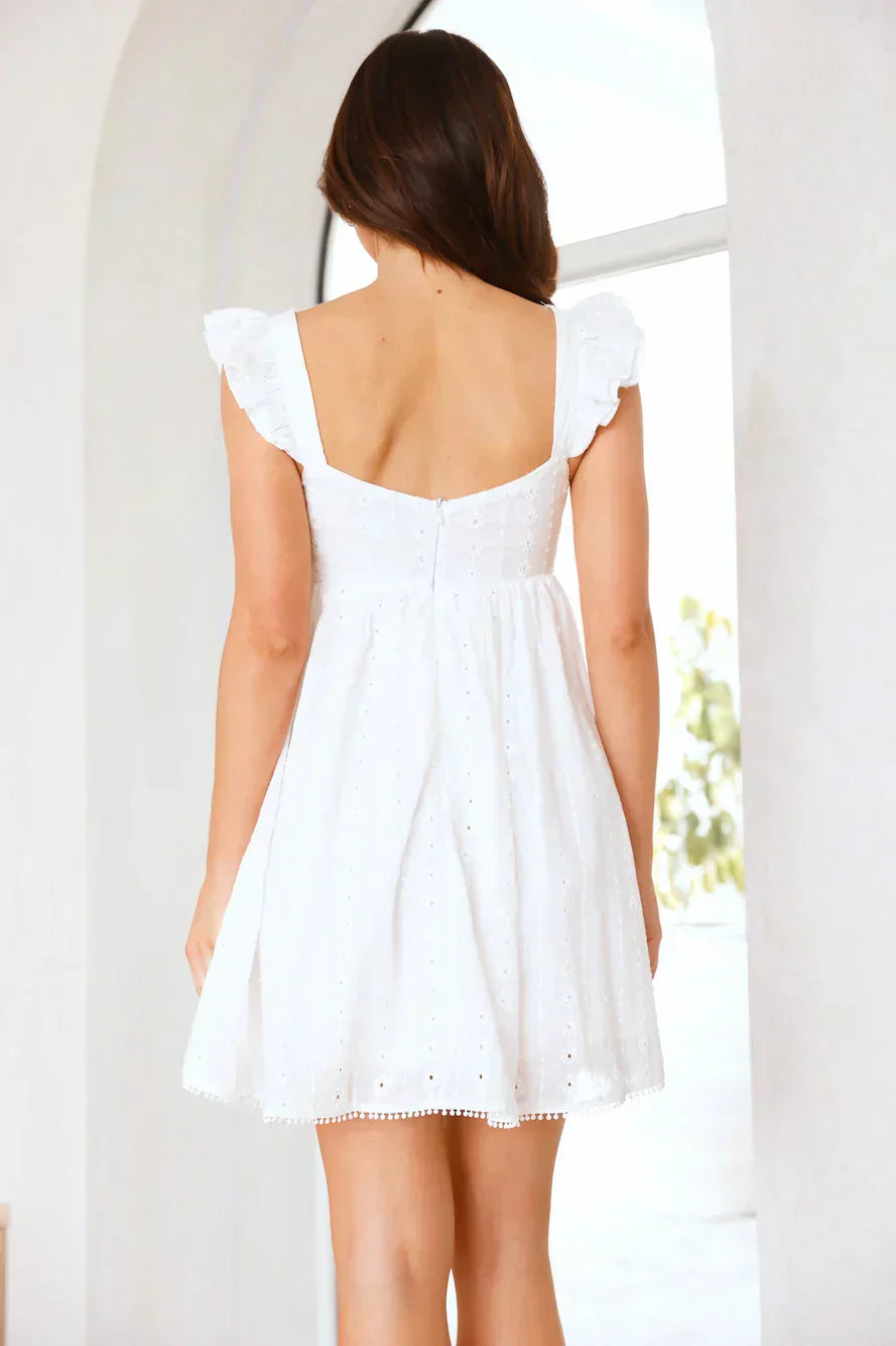 Sonnenbeschienenes Drift Minikleid Weiß