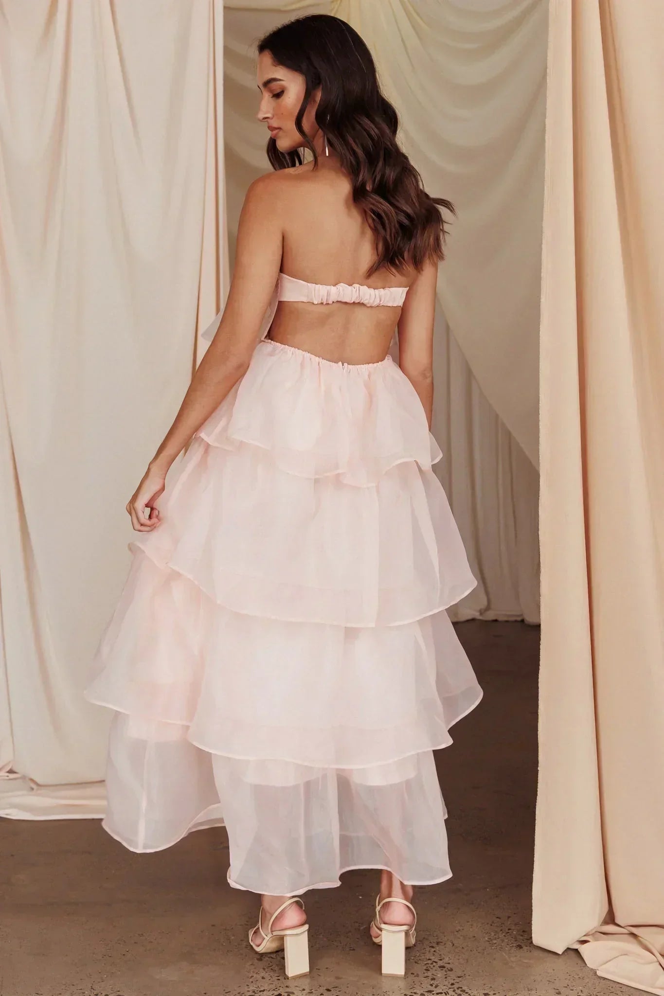 Behati Stufenkleid Midi Rosa