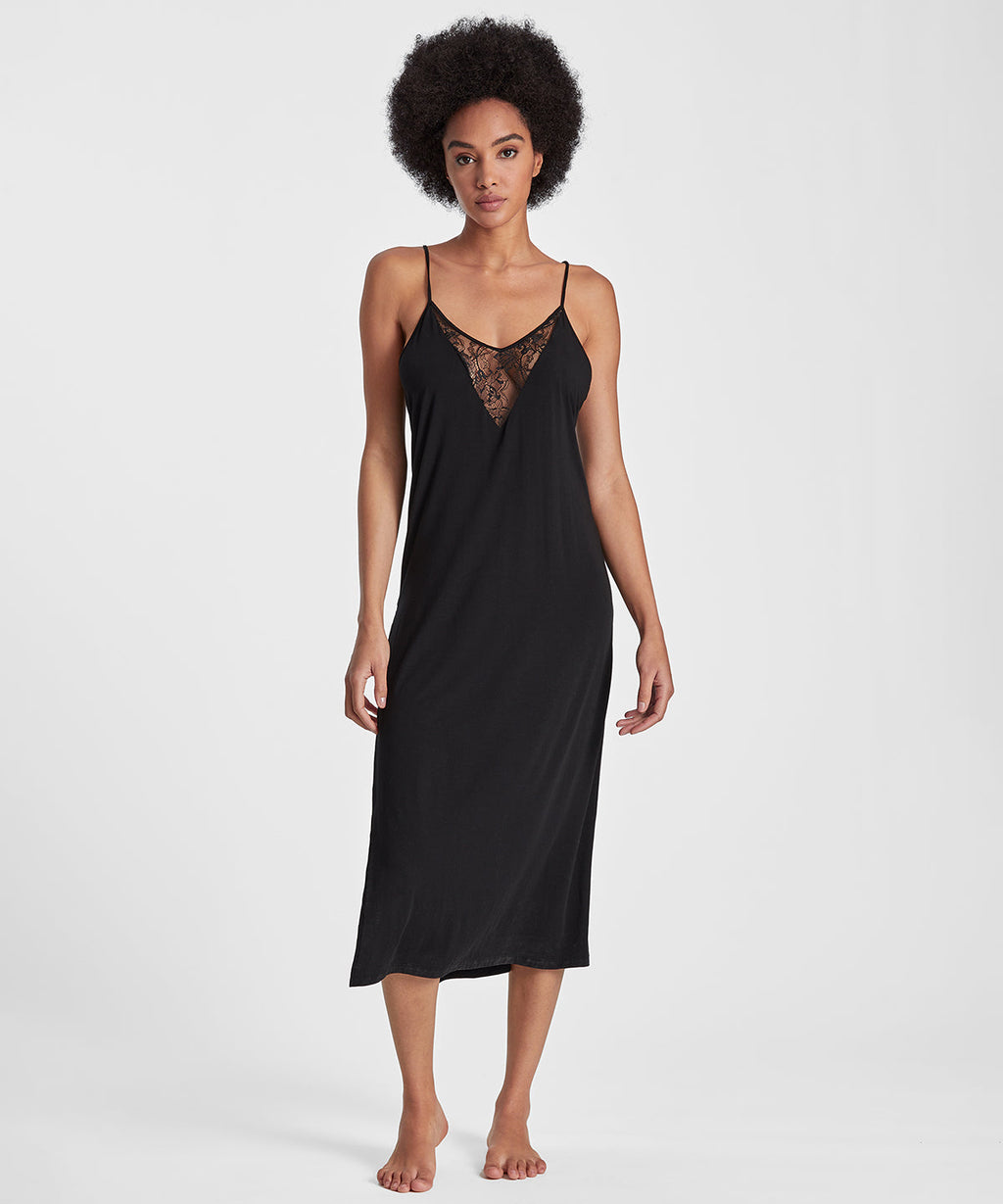 Lazy Days Langes Negligee Schwarz