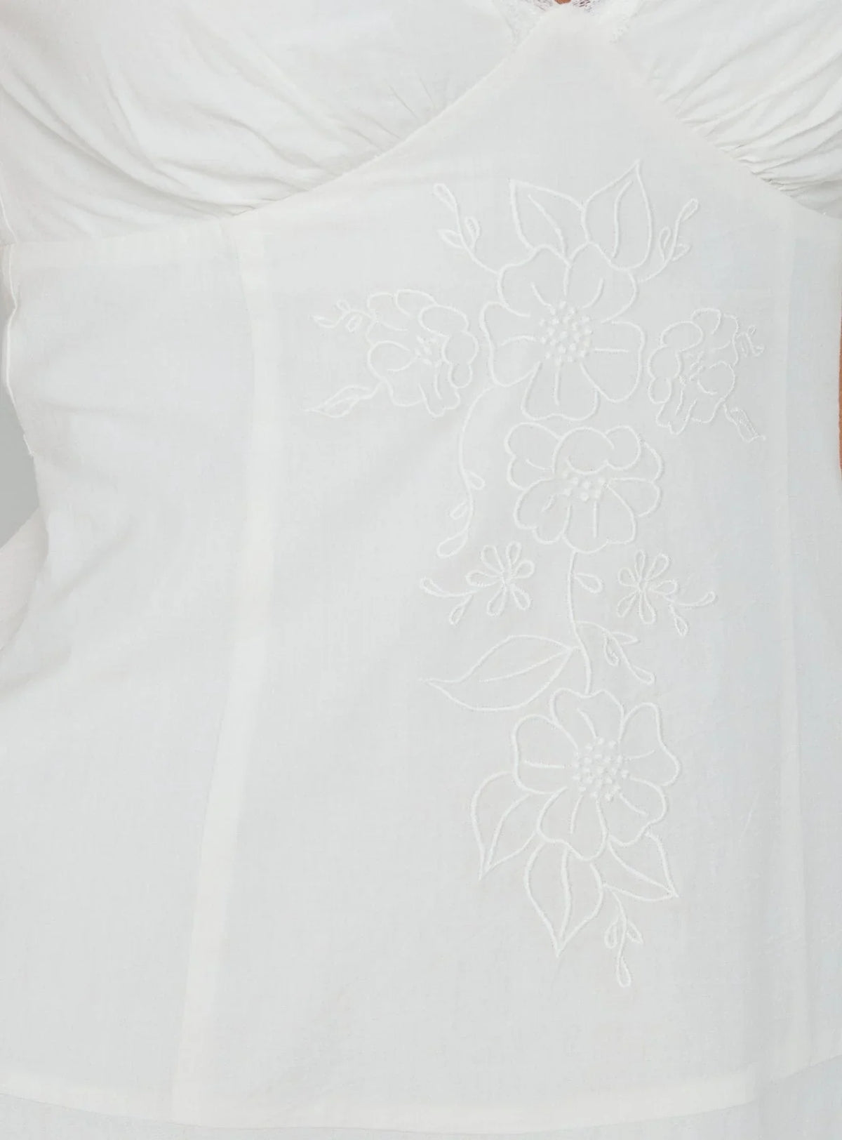 Splashy Lace Trim Mini Dress White