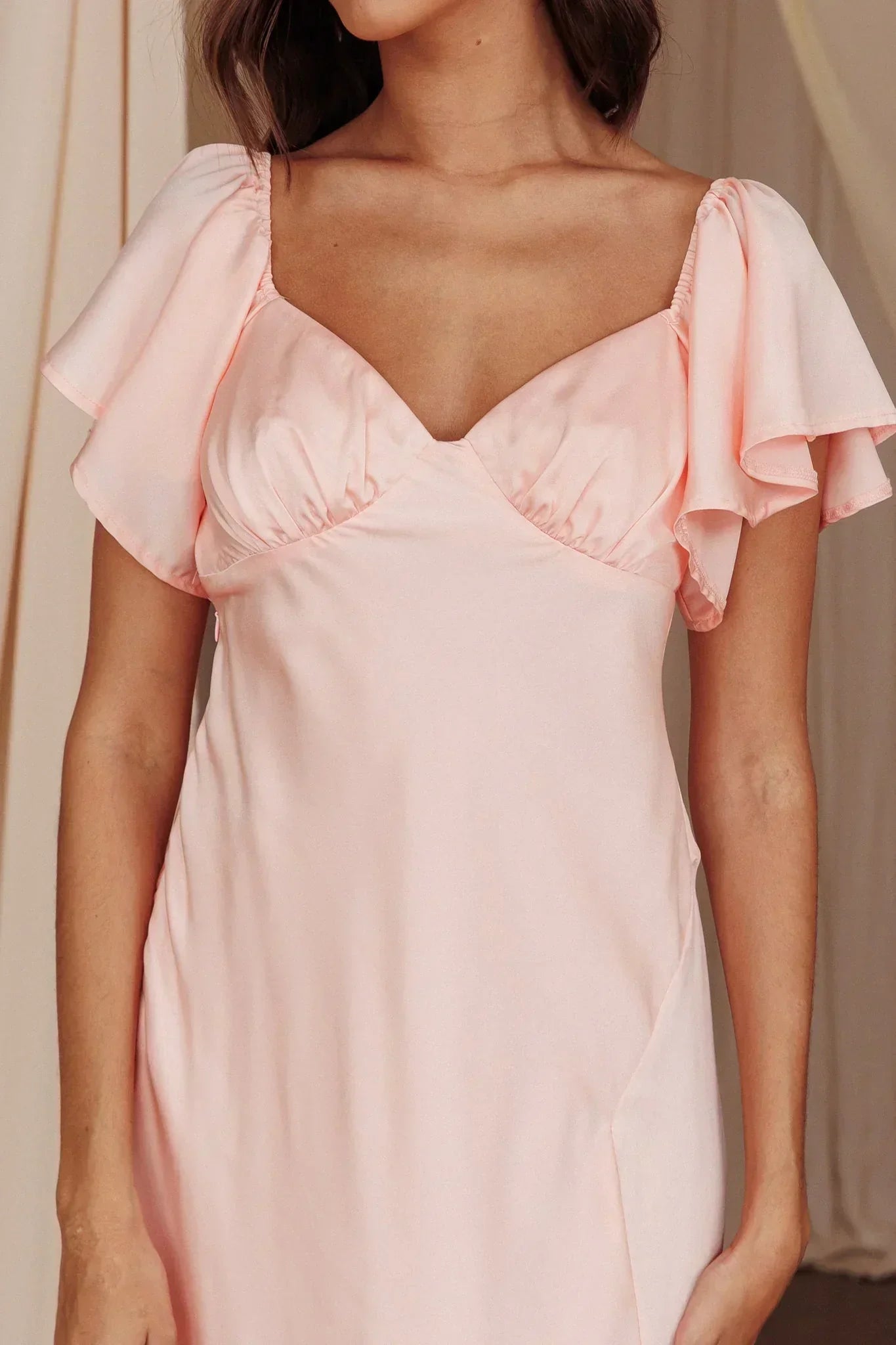 Park Avenue Blusenkleid mit Flügelausschnitt und seitlichem Schlitz, Midi, Rosé