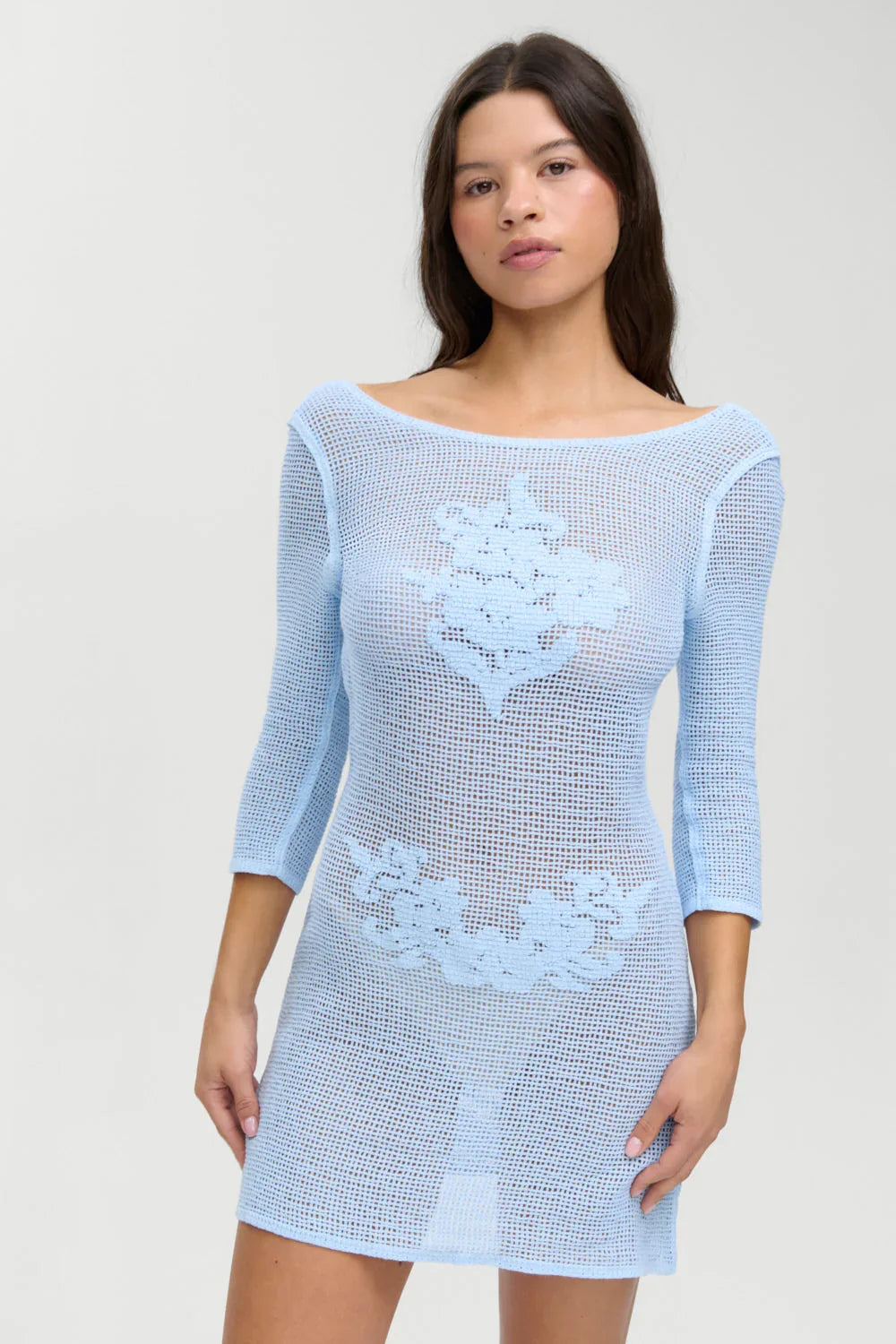 Le Jardin Crochet Mini Dress - Blue Jay
