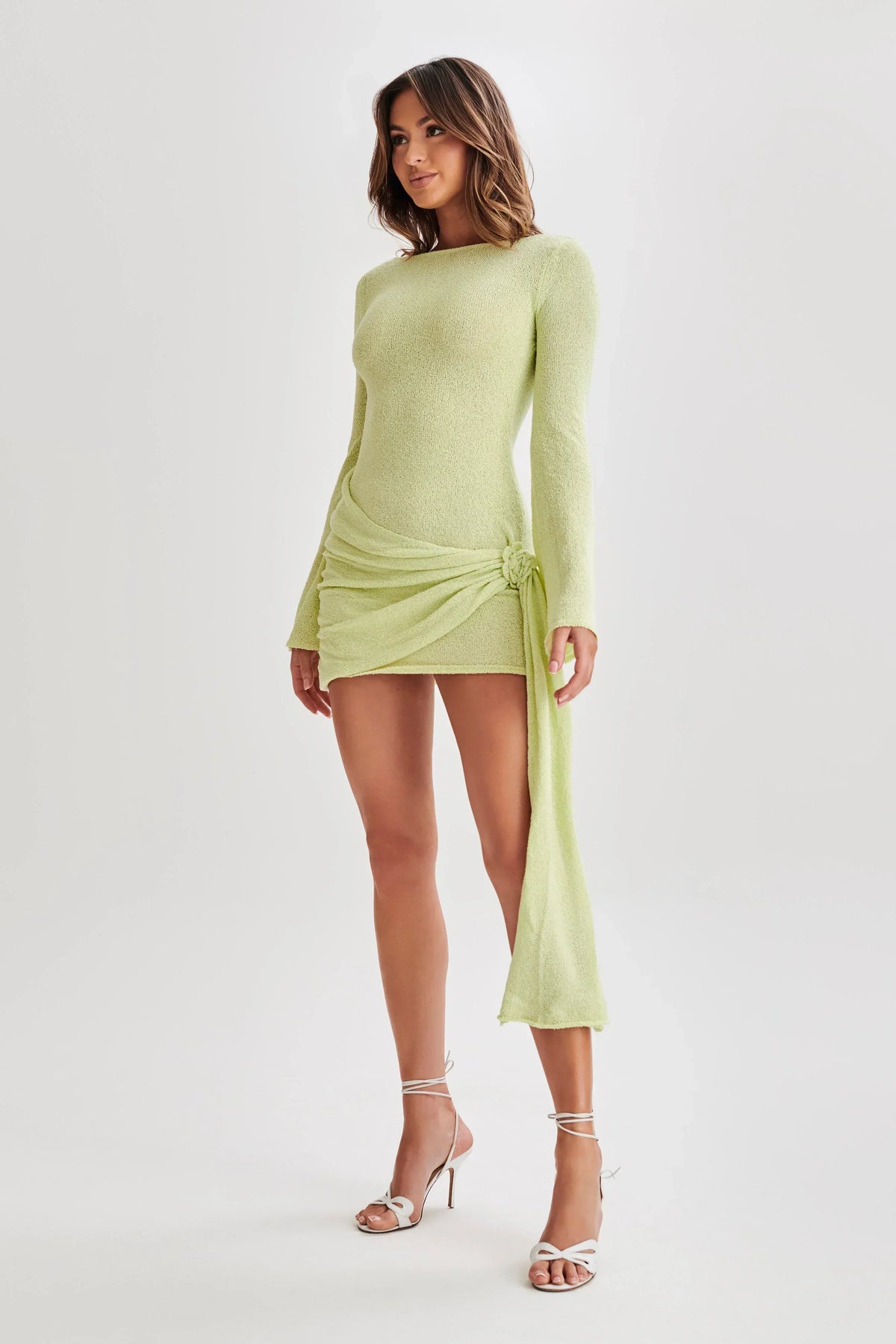 Liana Langarm-Strick-Minikleid – Apfel
