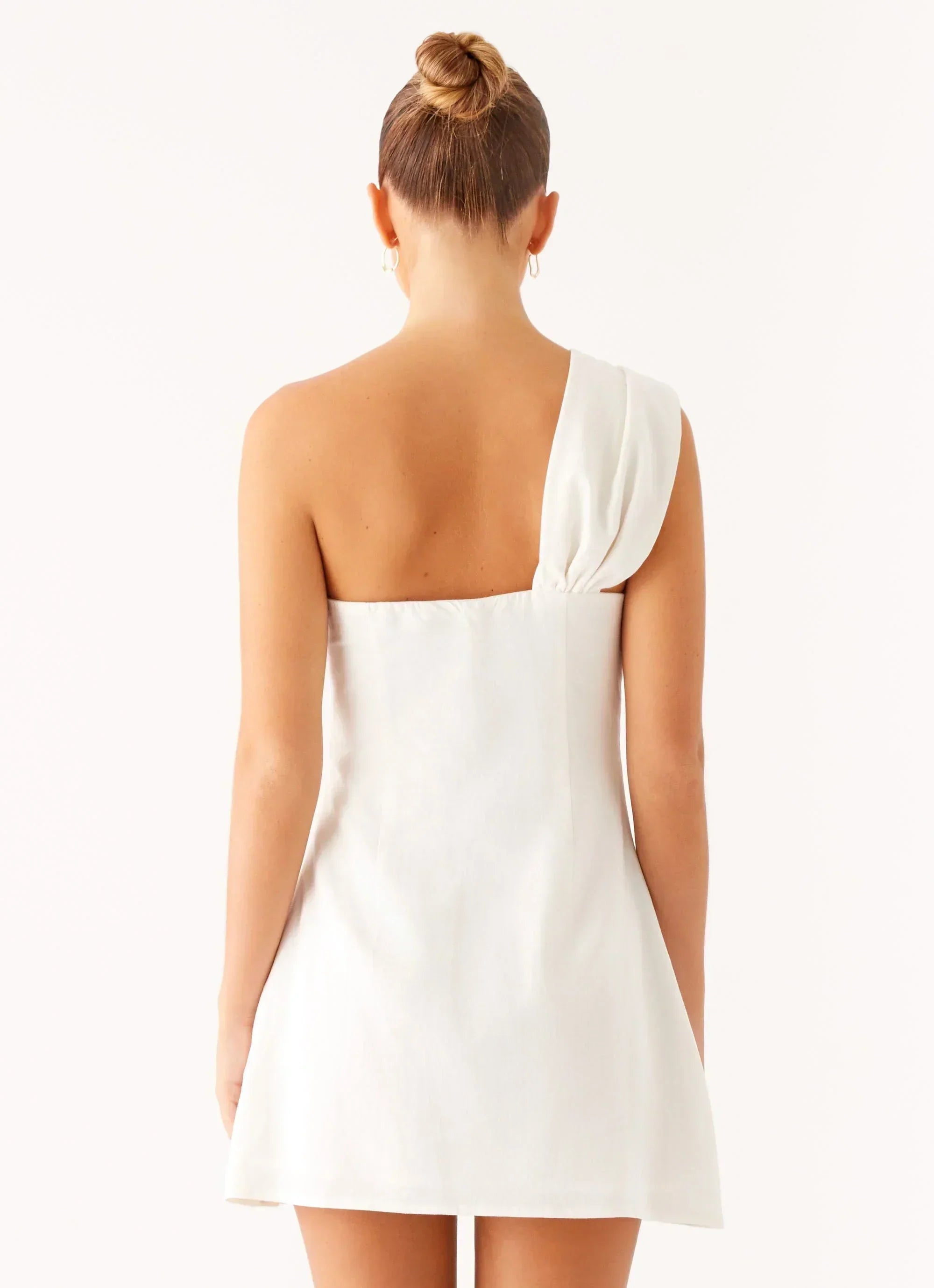 Kameron Leinen-Minikleid – Weiß