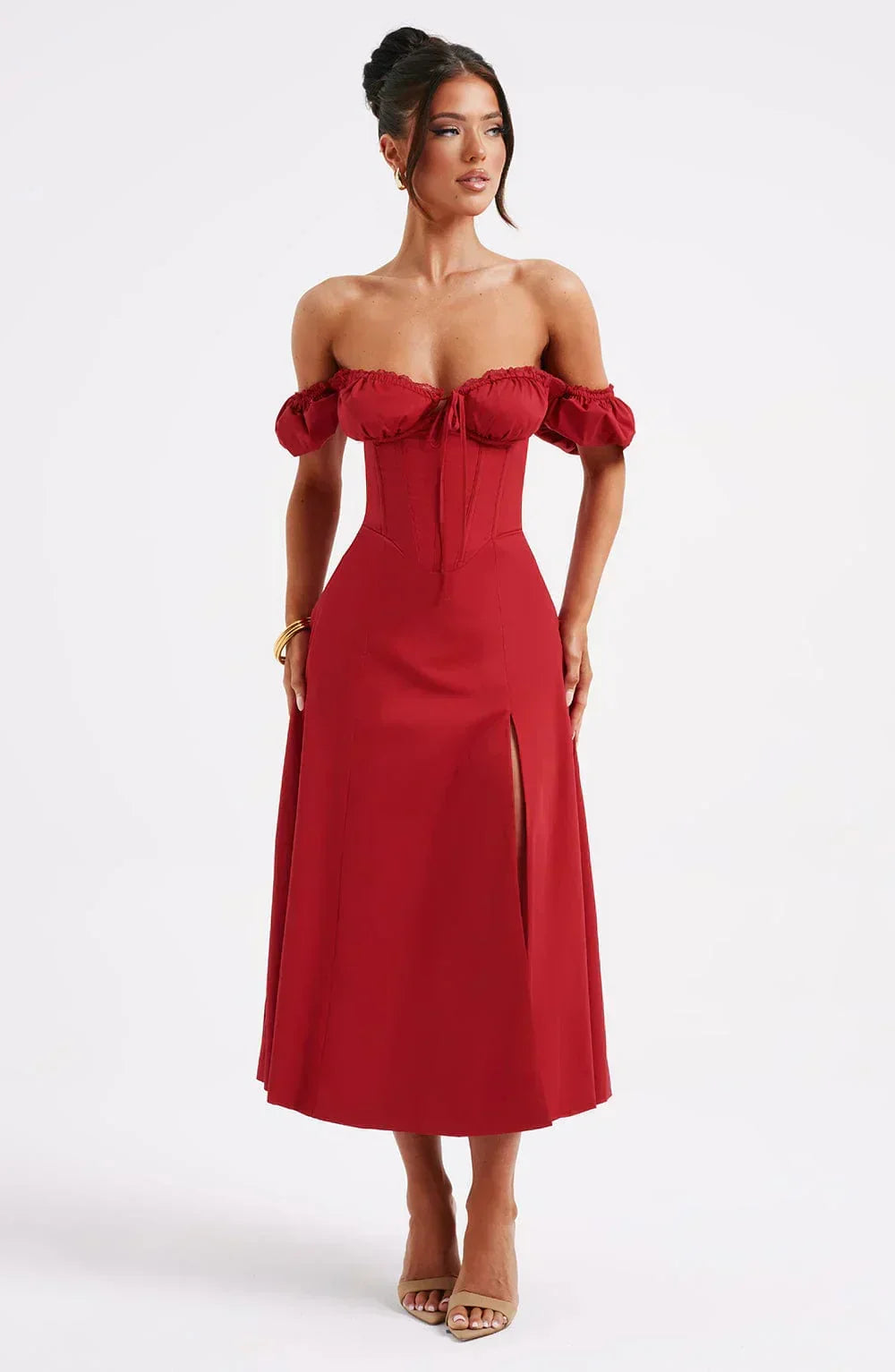 Courtney Midi-Kleid – Rot