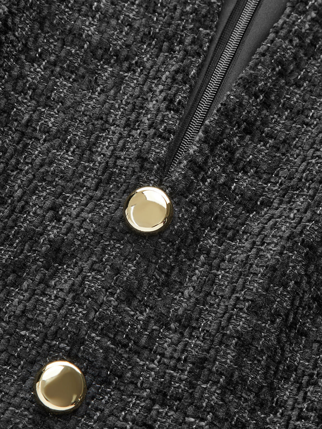 Tweed-Minikleid ohne Ärmel mit Metallknöpfen