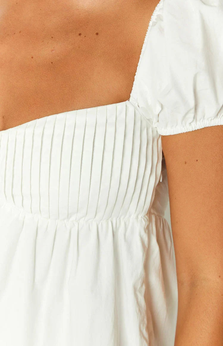 Joey Weißes Mini-Kleid mit Puffärmeln