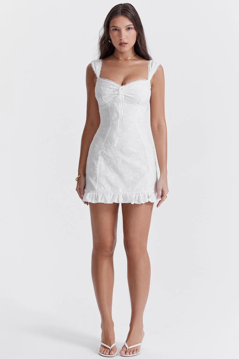 weißes besticktes Minikleid