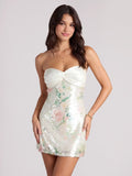 Pailletten-Spleiß-Satin-Bindekleid