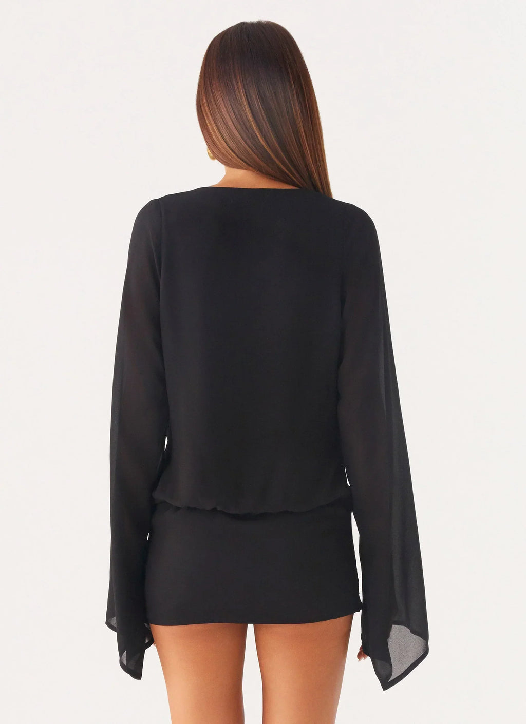 Sorrel Langarm-Minikleid – Schwarz