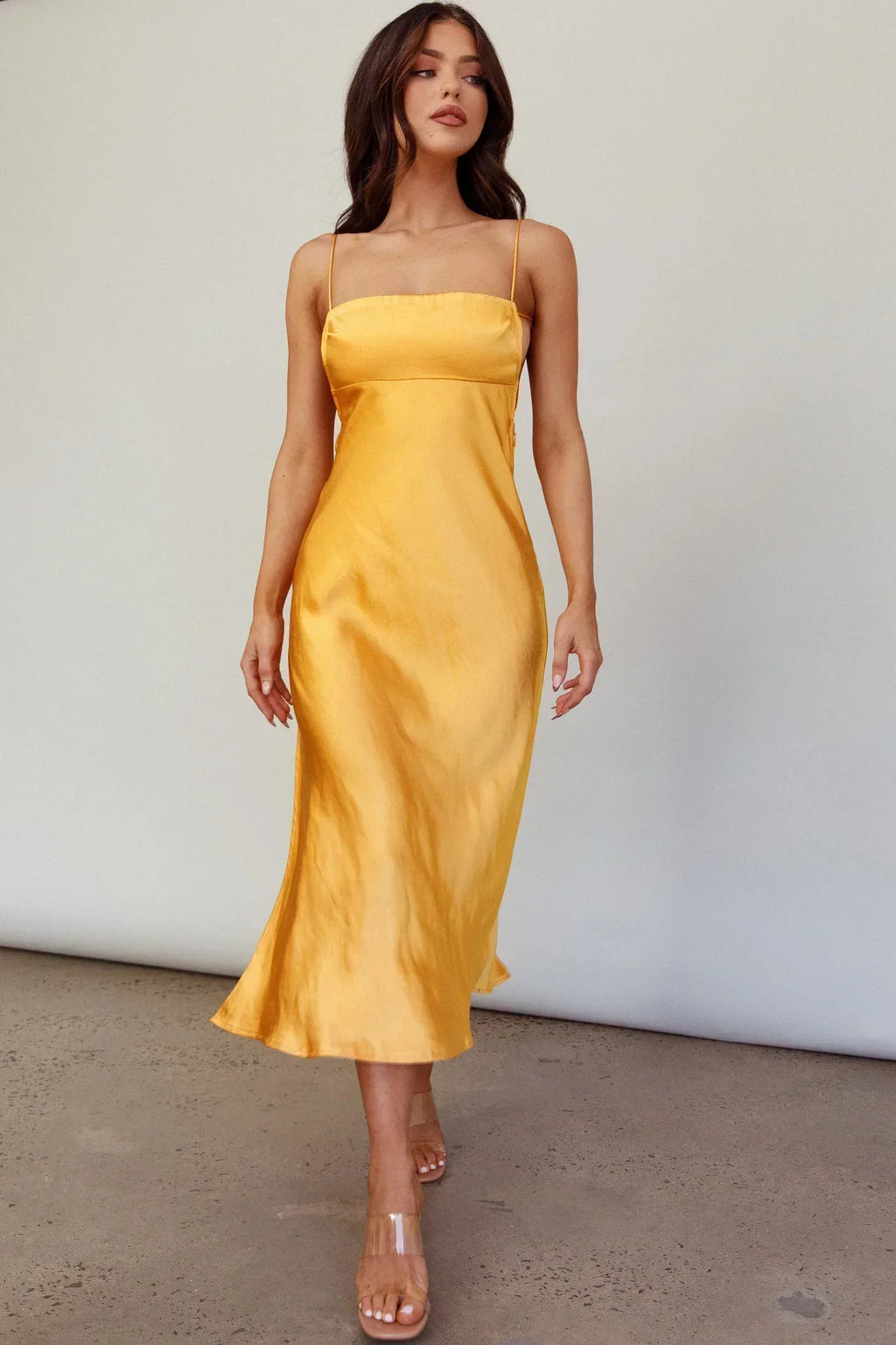 Dolce Life Midikleid mit tiefem Rückenausschnitt Orange