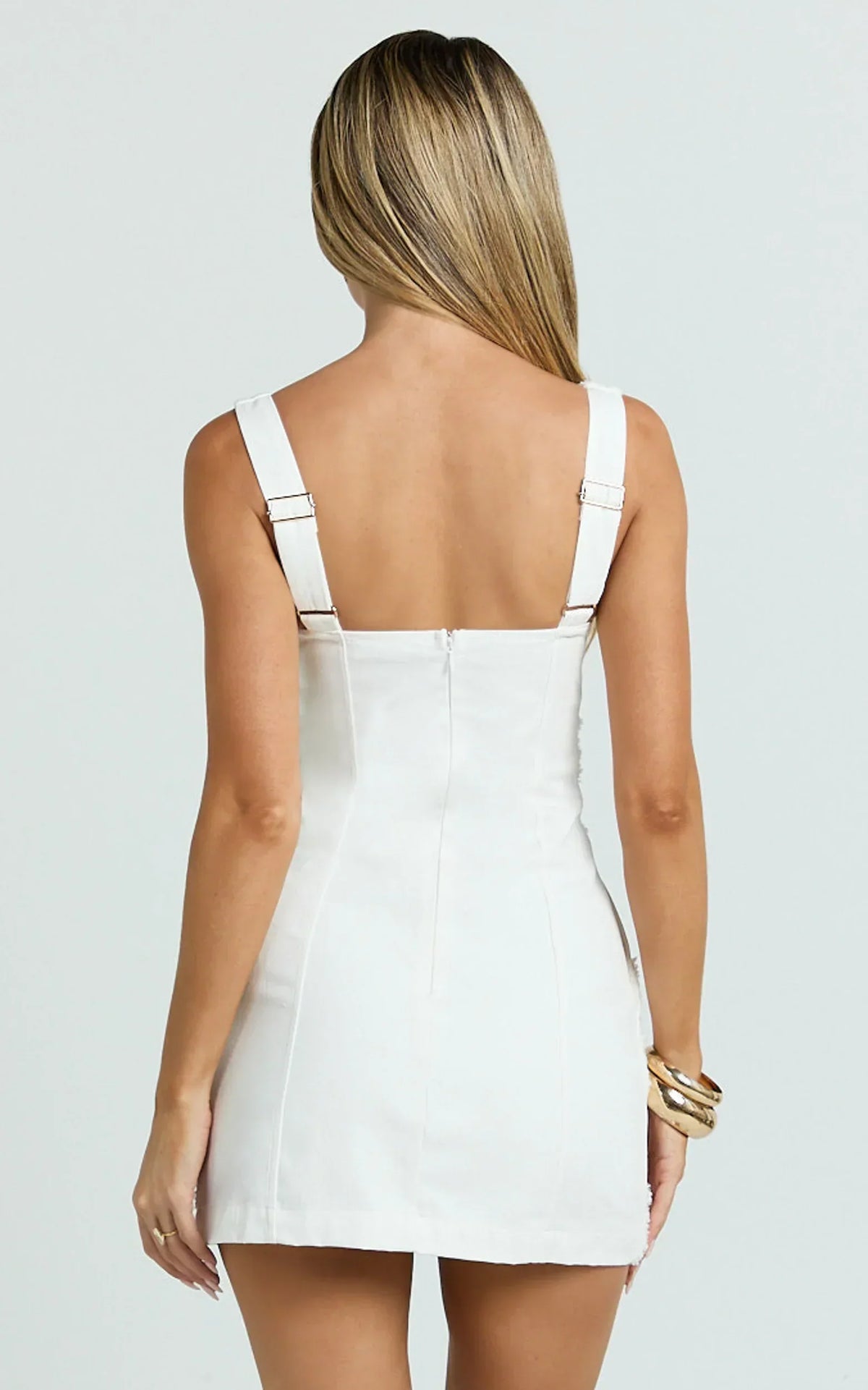Tara Mini Dress - Besticktes A-Linien-Kleid in Weiß