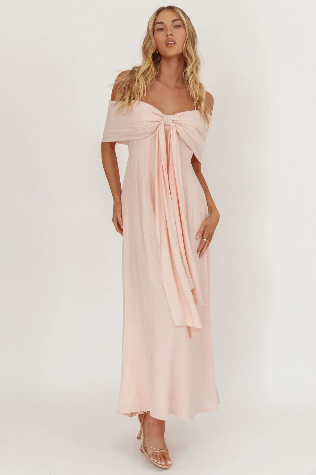Lillibet Bow Tied Bust Midi-Kleid Rosa