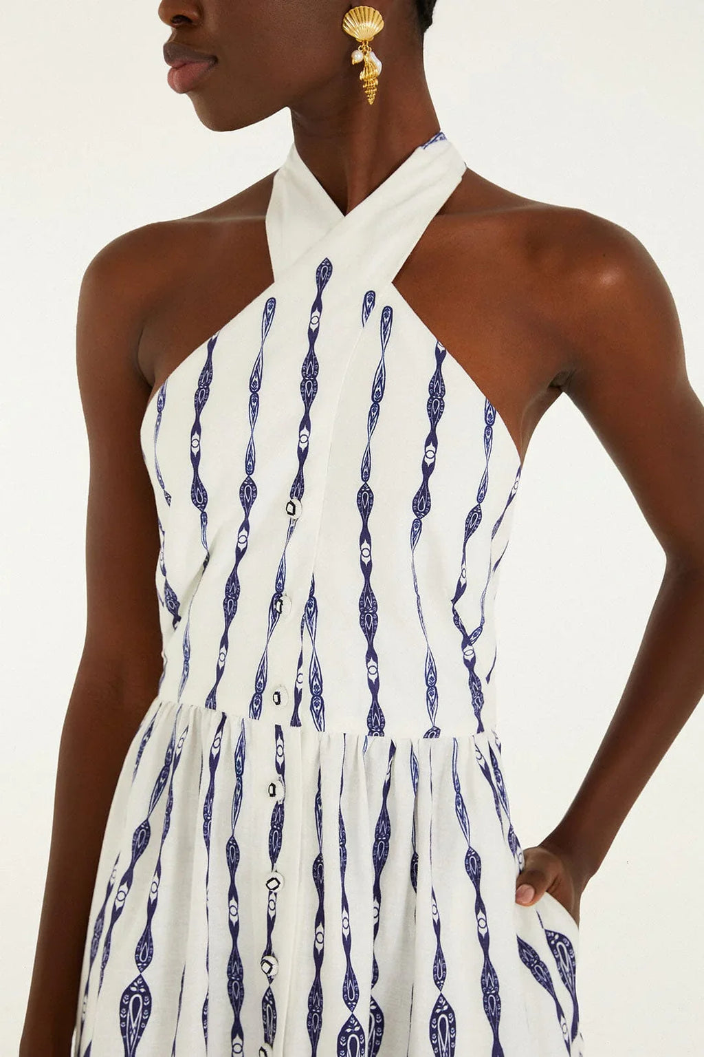 Off-White Fishes Flow Halterneck-Midikleid