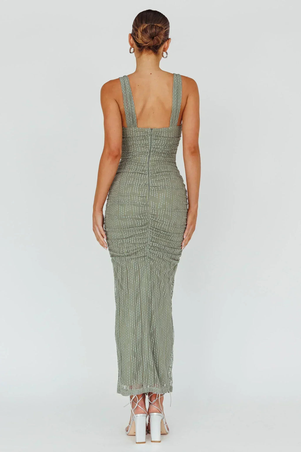 Oliana besticktes Mesh-Midikleid Farn