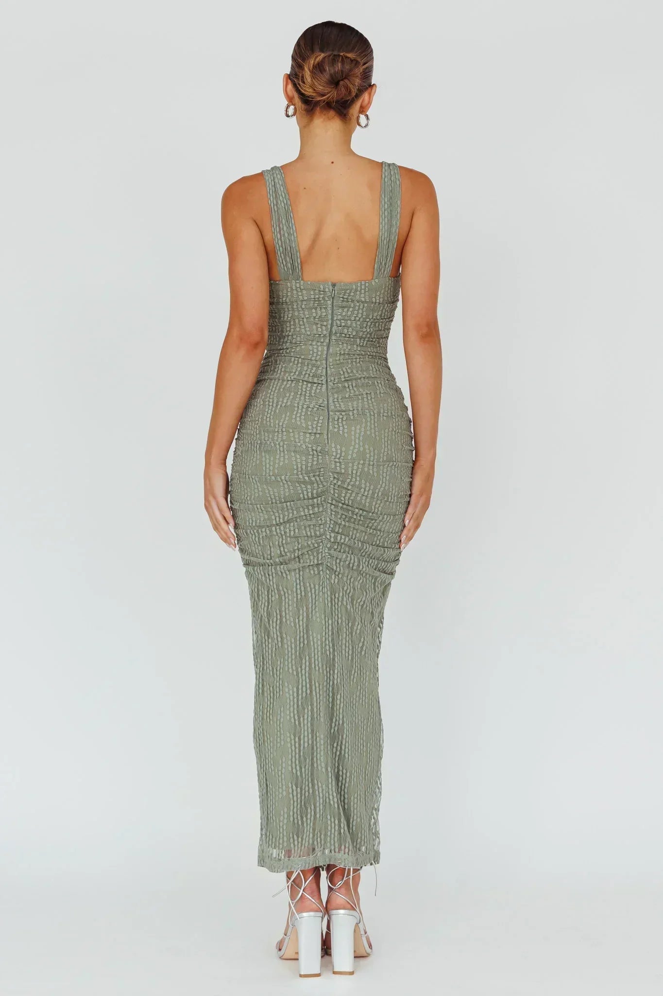 Oliana besticktes Mesh-Midikleid Farn