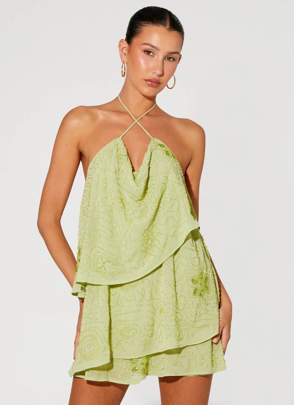On The Go Perlen-Minikleid – Mint
