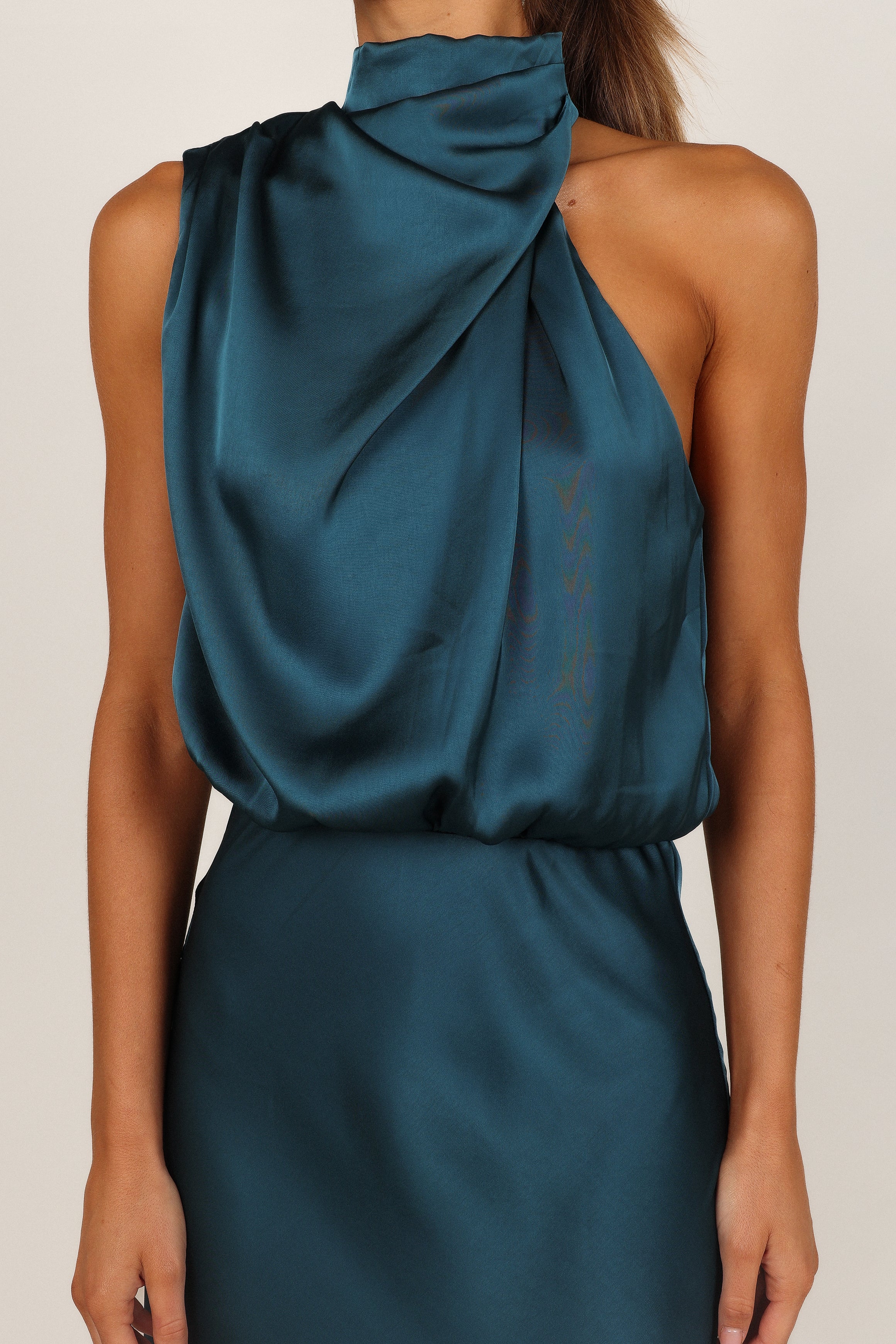 Anabelle Neckholder-Midikleid – Petrol