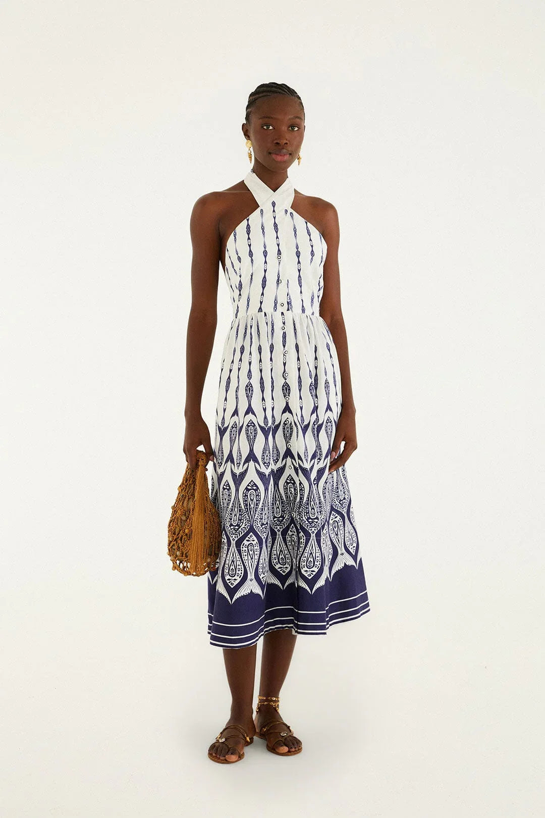 Off-White Fishes Flow Halterneck-Midikleid