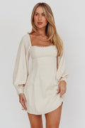 Chamberlain Ballonärmel-Minikleid Beige