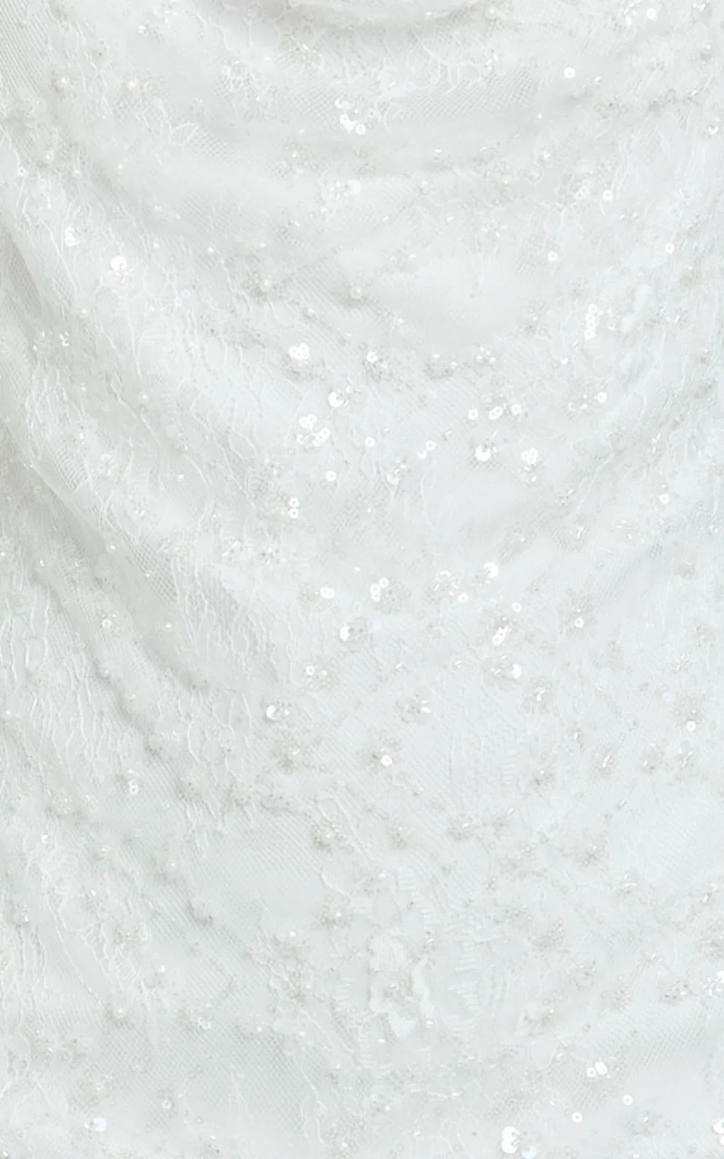 Alana Minikleid – Pailletten-Spitzenkleid mit Wasserfallausschnitt in Weiß