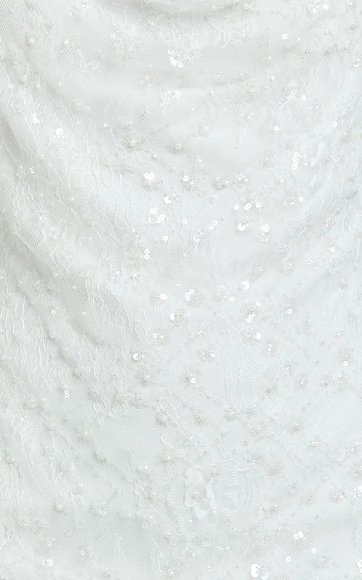 Alana Minikleid – Pailletten-Spitzenkleid mit Wasserfallausschnitt in Weiß