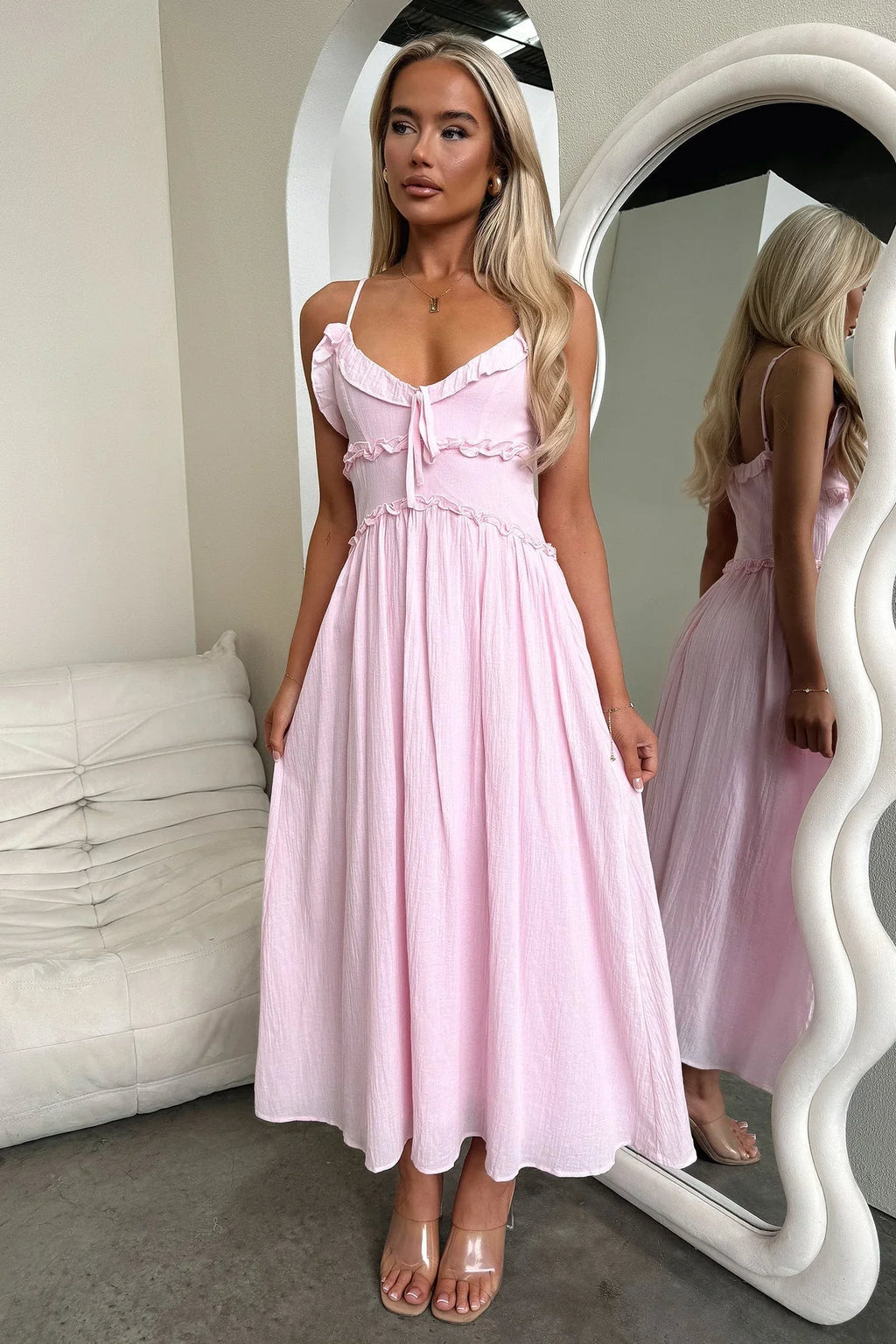 Nicola Midi-Kleid – Babyrosa