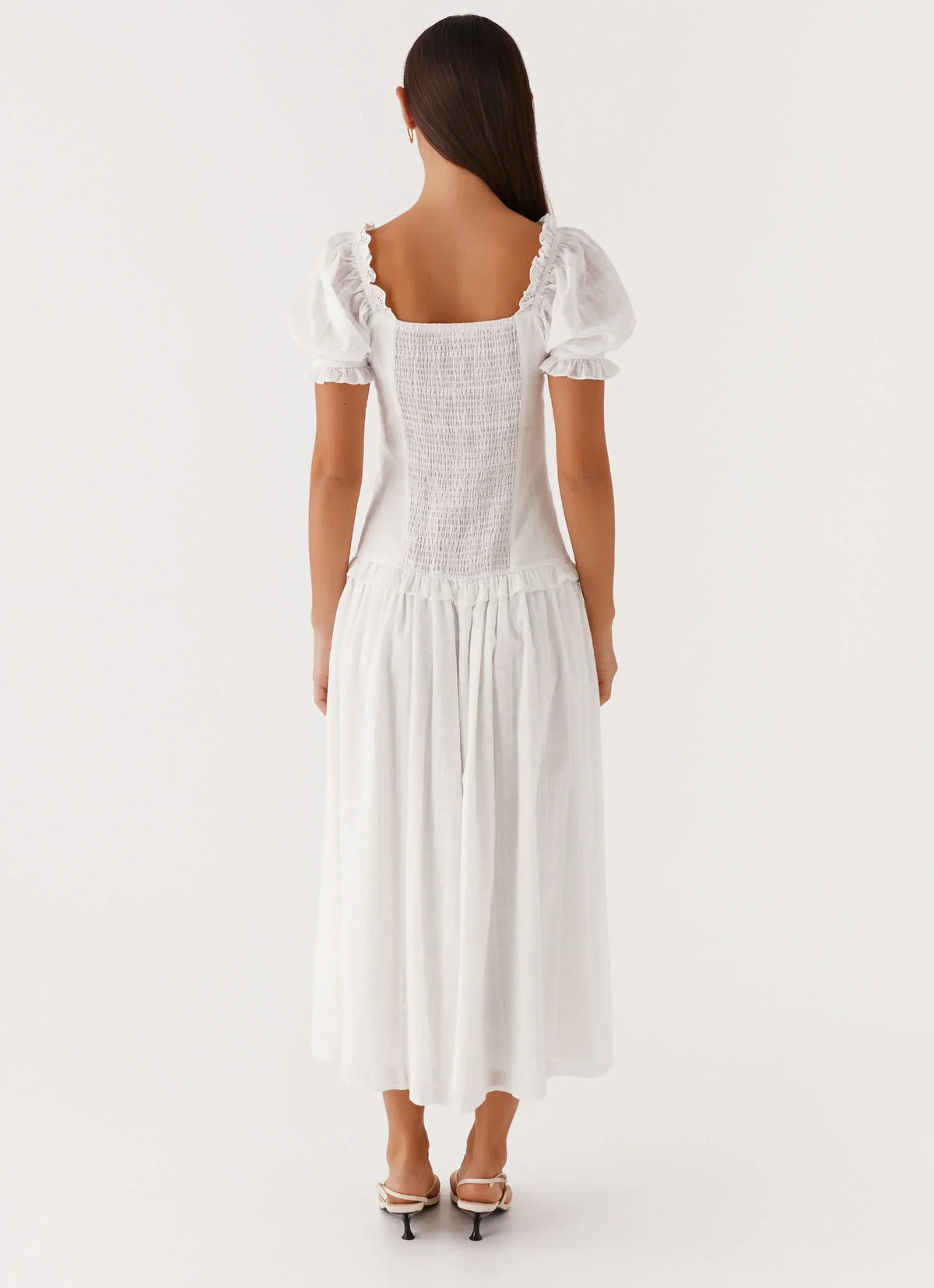 Hundertprozentiges Midikleid – Weiß