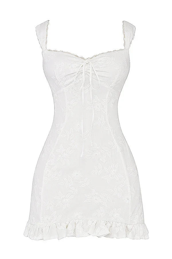 weißes besticktes Minikleid