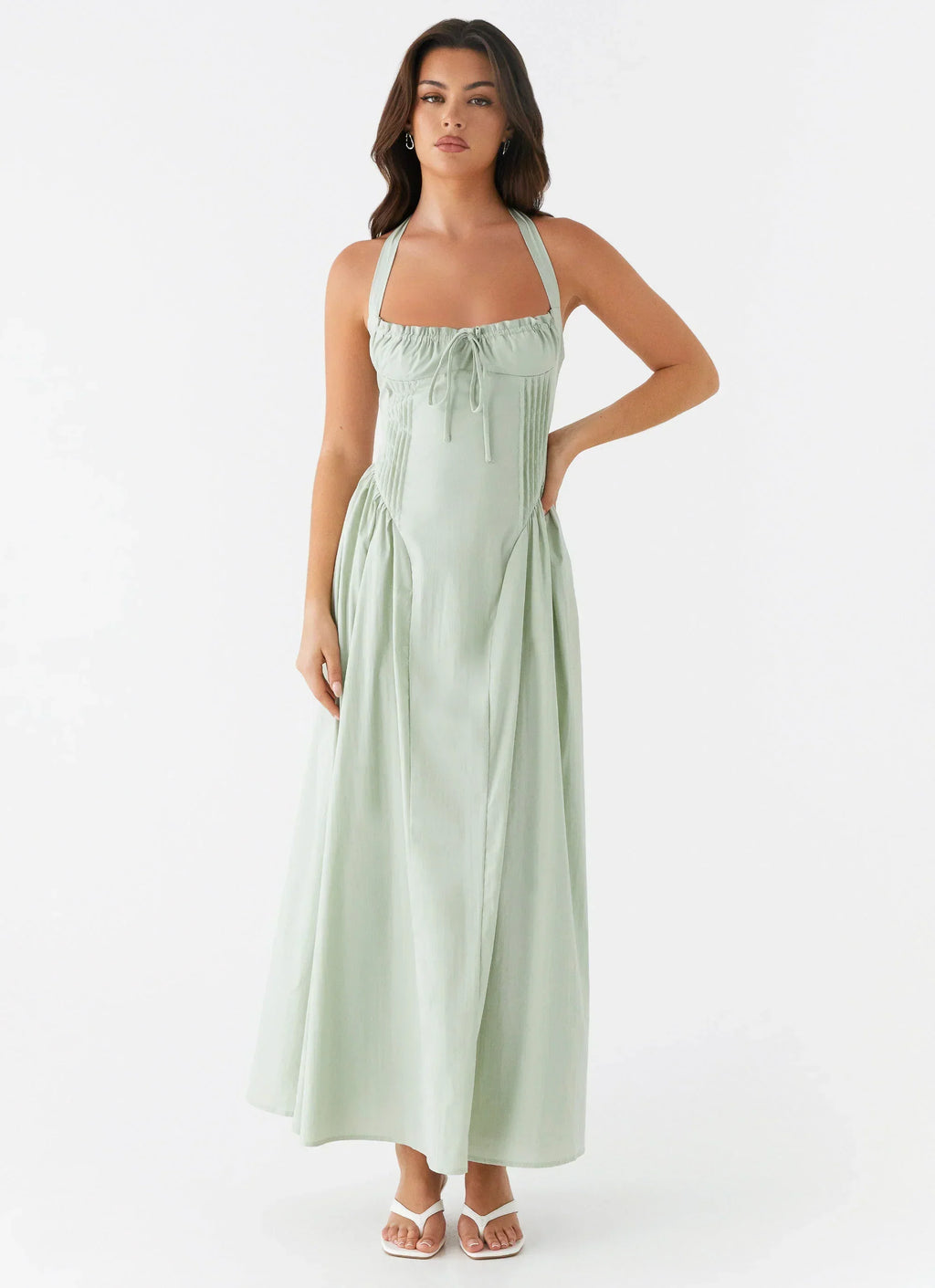 Olenna Neckholder-Midikleid - Salbeigrün