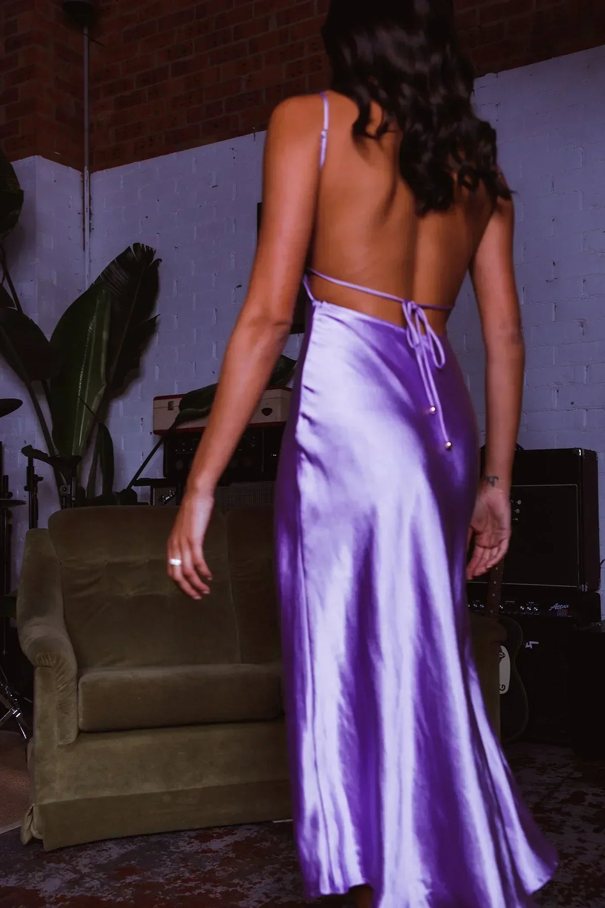 Dolce Life Low Back Midi Dress Lilac