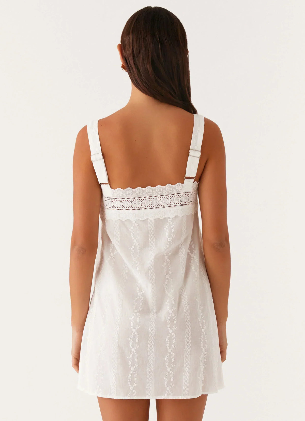 Calla Broderie Minikleid – Weiß