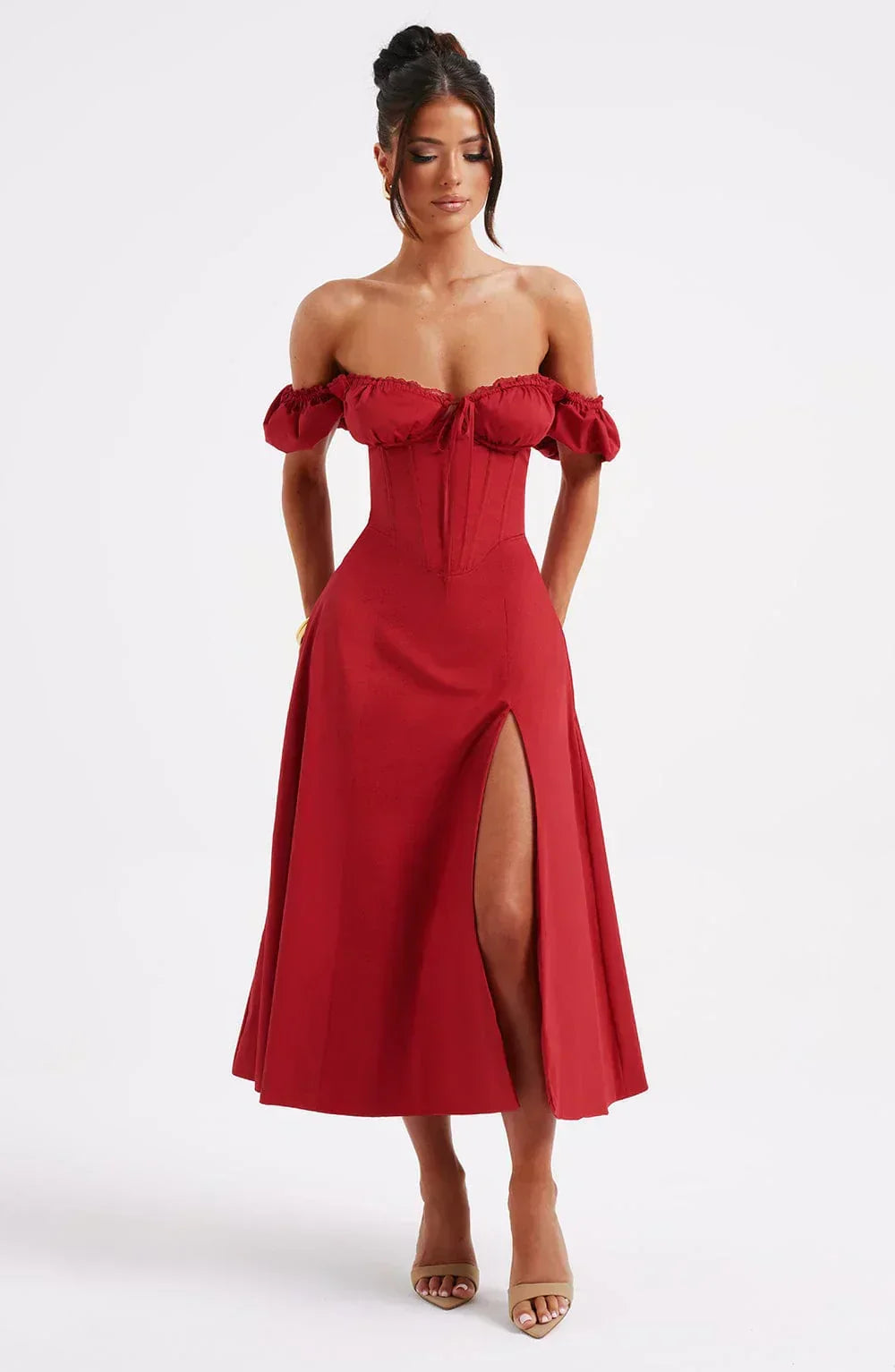 Courtney Midi-Kleid – Rot