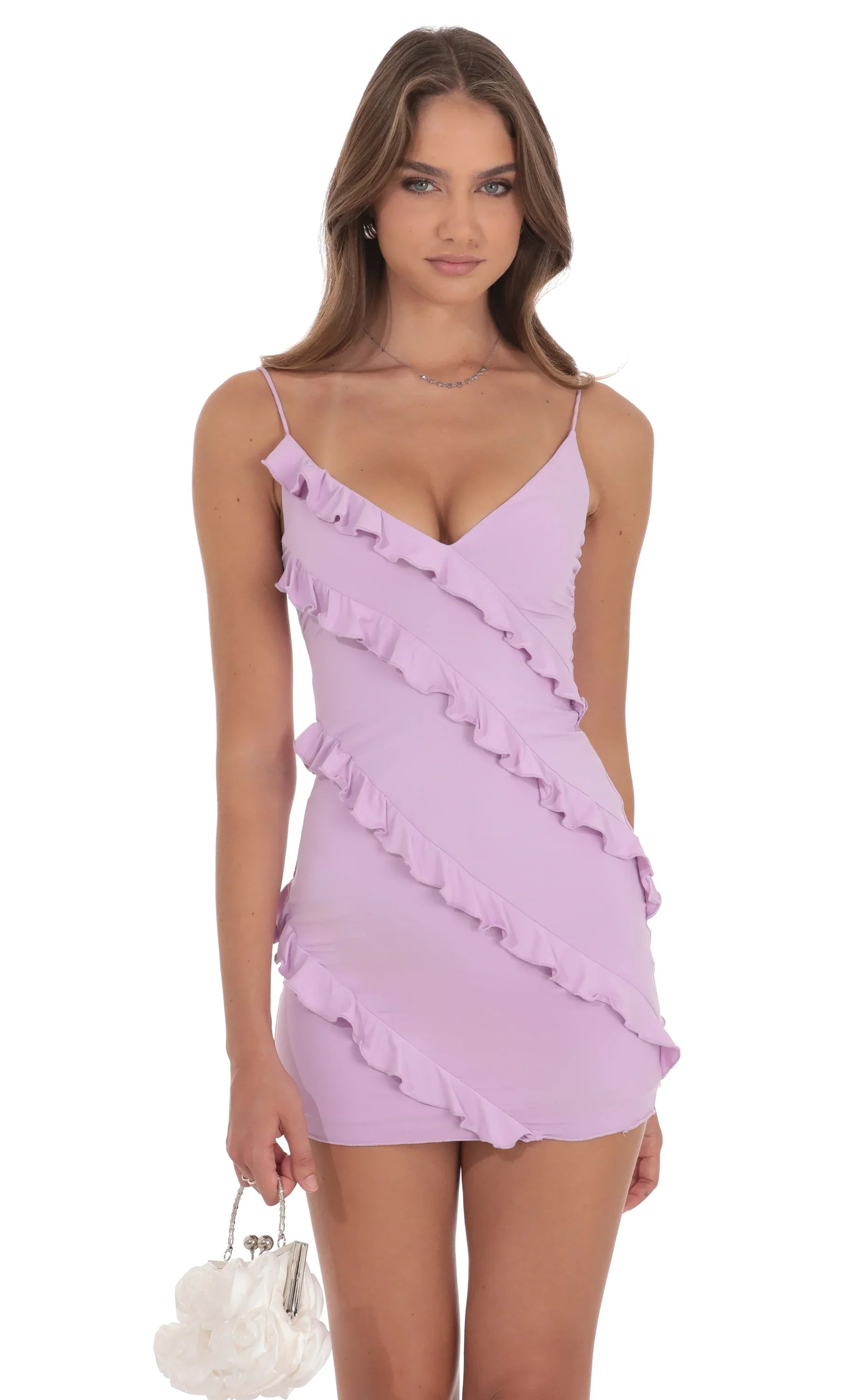 Ruffle Mini Dress in Lilac