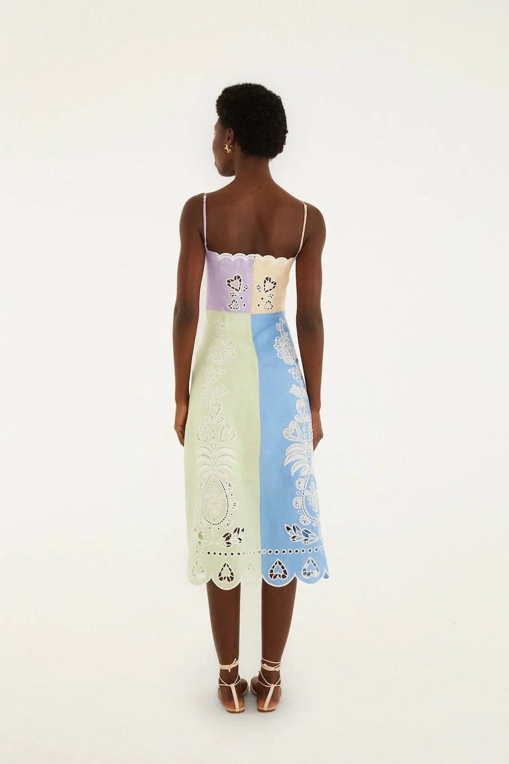 Multicolor Embroidered Midi Dress