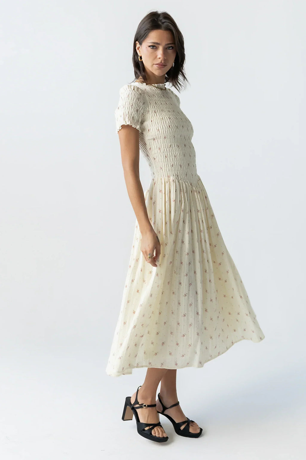 Jenny gesmoktes Midikleid
