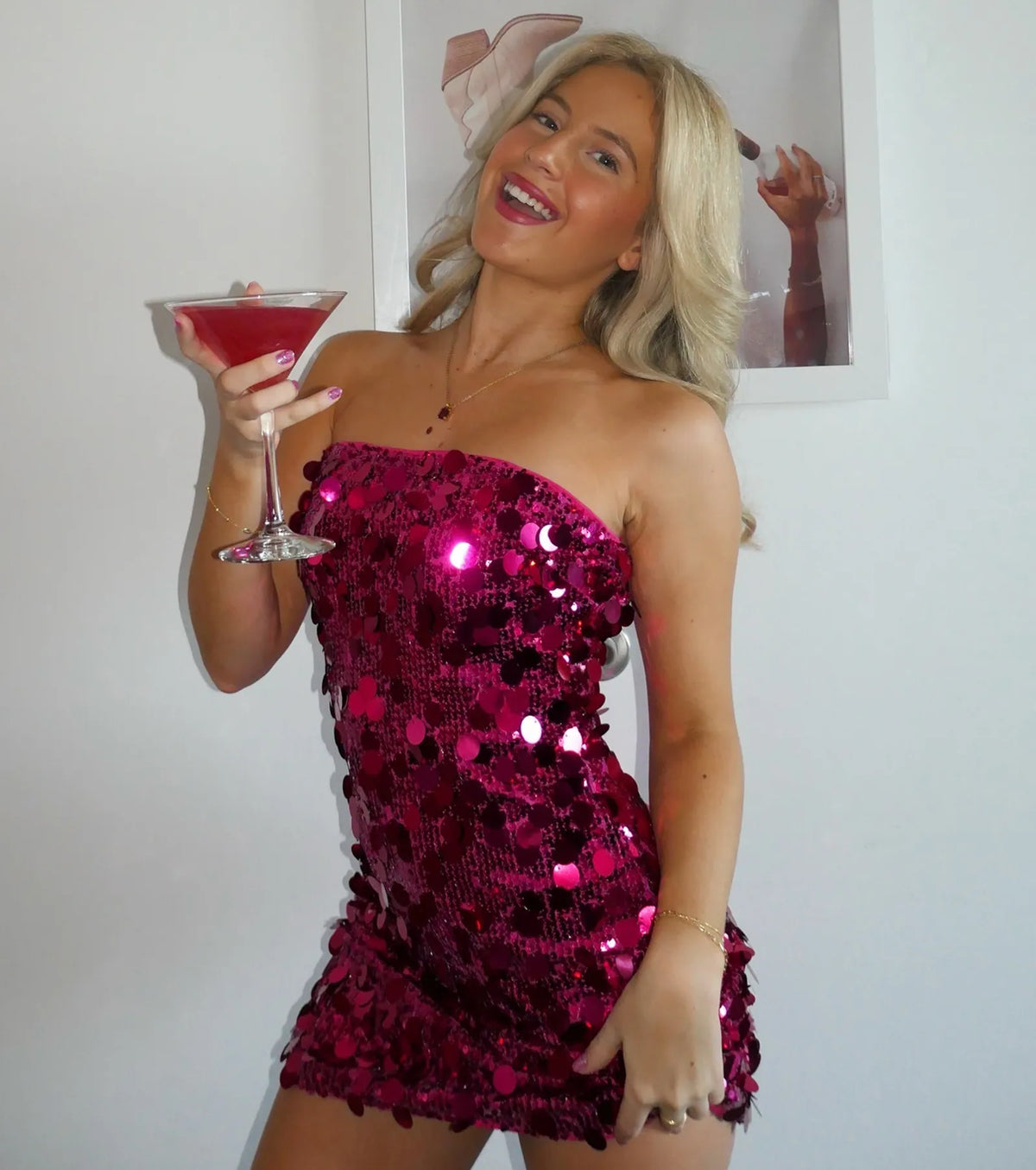 Party-Starter Pailletten-trägerloses Bodycon Minikleid