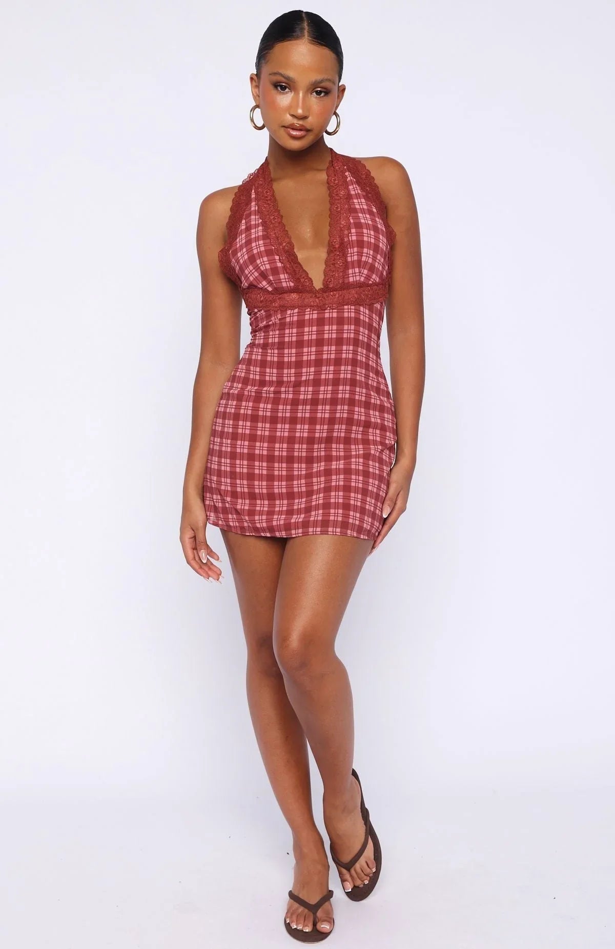 A Girl's Girl Mini Dress Berry Plaid